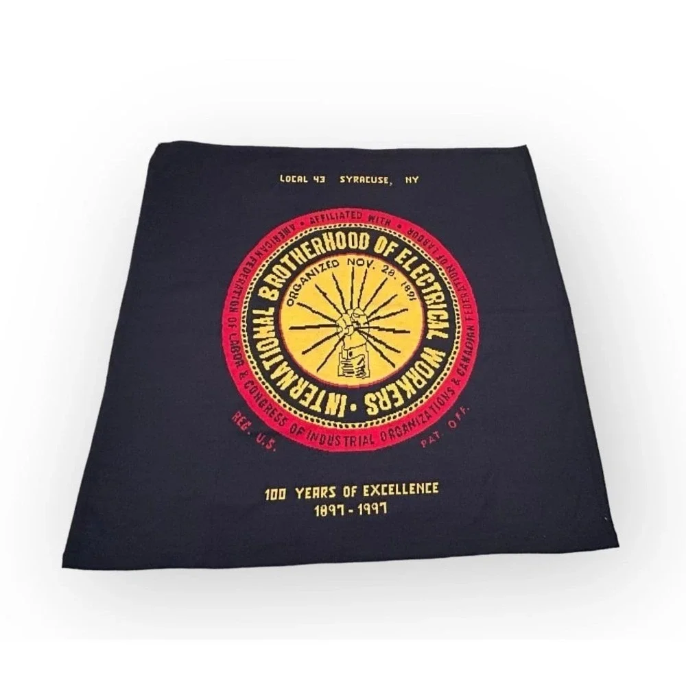 Vintage International Brotherhood of Electrical Workers Knitted Acrylic‎ Blanket